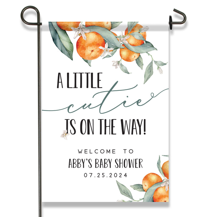 Personalized Orange Cutie Baby Shower Welcome Flag