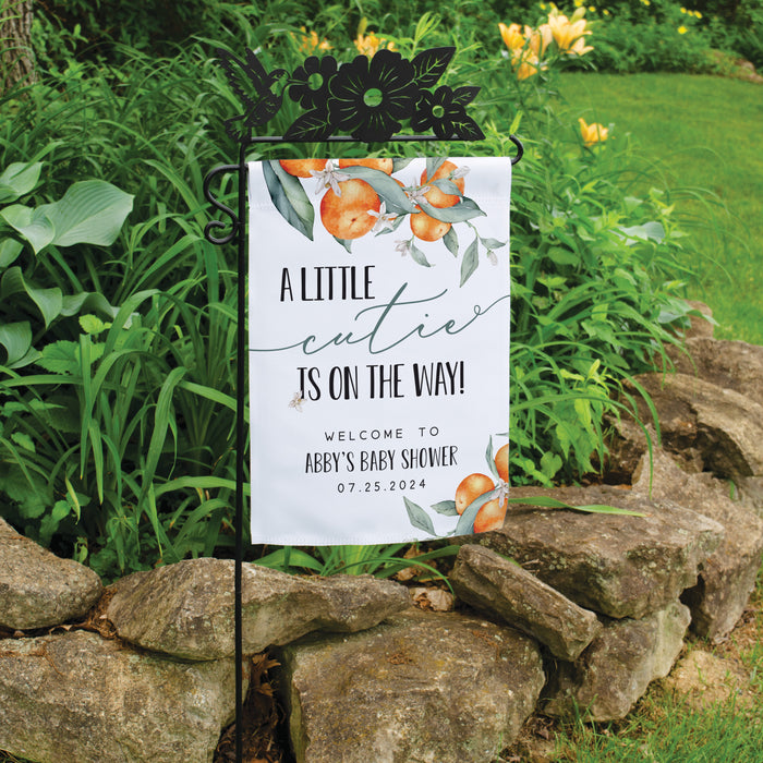 Personalized Orange Cutie Baby Shower Welcome Flag