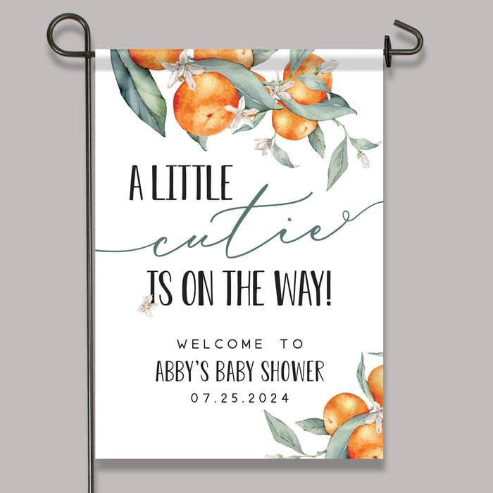 Personalized Orange Cutie Baby Shower Welcome Flag