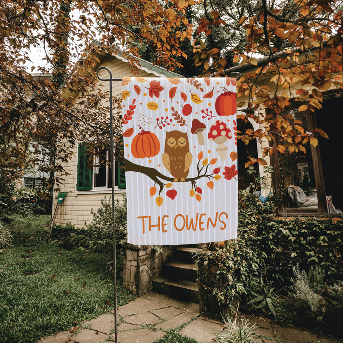 Personalized Fall Owl Welcome Flag