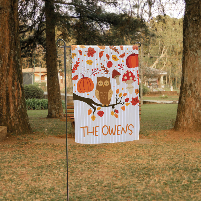 Personalized Fall Owl Welcome Flag