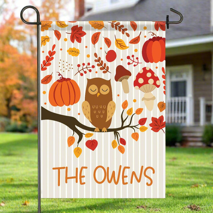 Personalized Fall Owl Welcome Flag