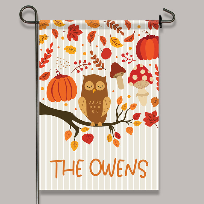 Personalized Fall Owl Welcome Flag