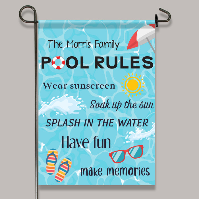 Personalized Pool Rules Garden Flag