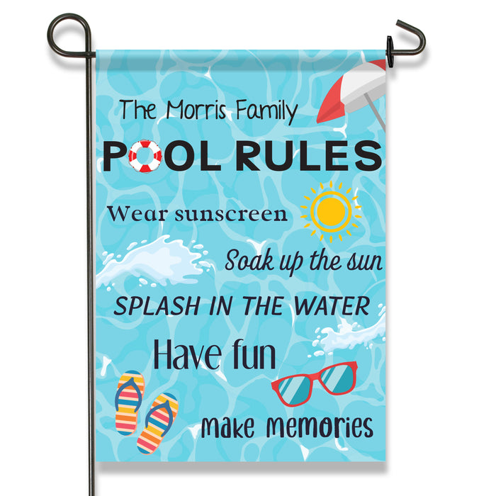 Personalized Pool Rules Garden Flag