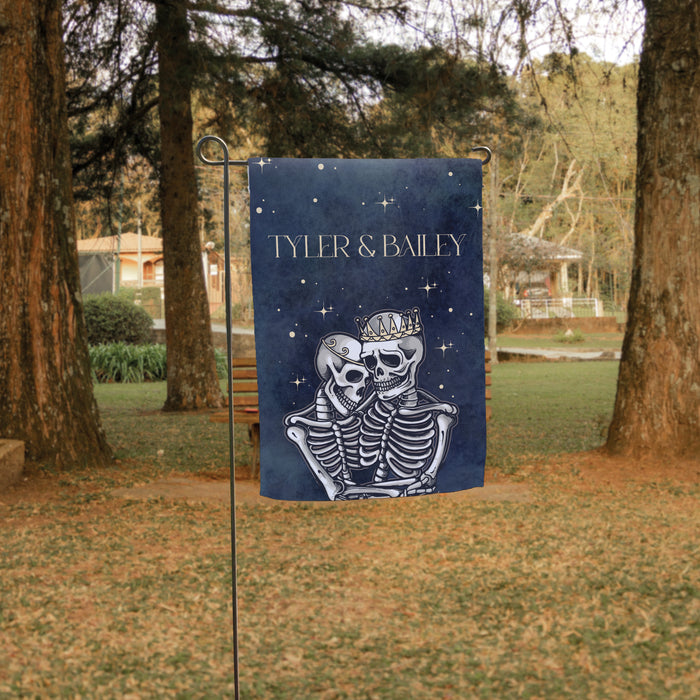 Personalized Skeleton Couple Halloween Wedding Garden Flag