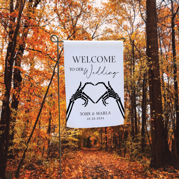 Personalized "Welcome To Our Wedding" Gothic Halloween Garden Flag