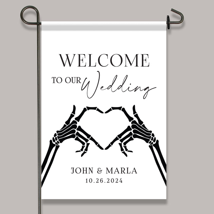 Personalized "Welcome To Our Wedding" Gothic Halloween Garden Flag