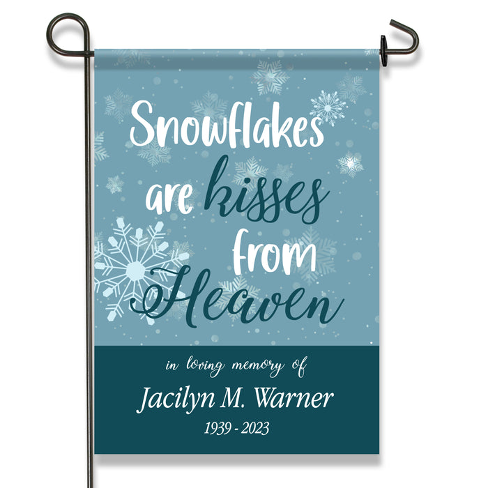 Personalized "Snowflakes are Kisses from Heaven" Memorial Garden Flag
