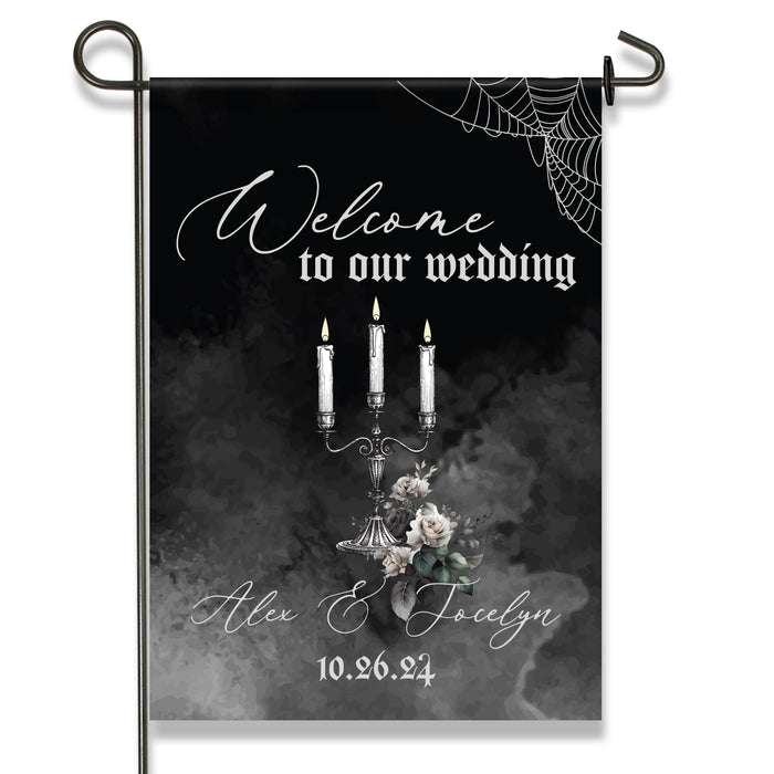 Personalized Wedding Welcome Gothic Halloween Garden Flag