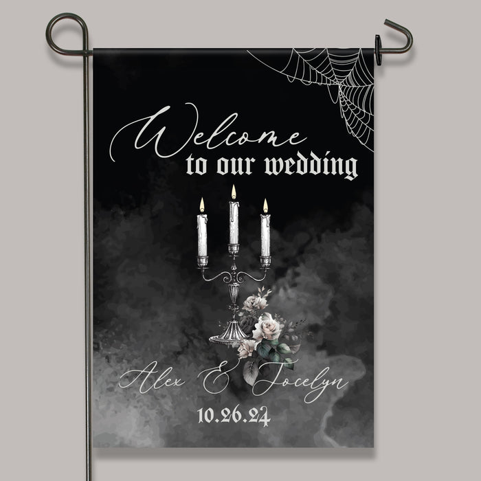 Personalized Wedding Welcome Gothic Halloween Garden Flag