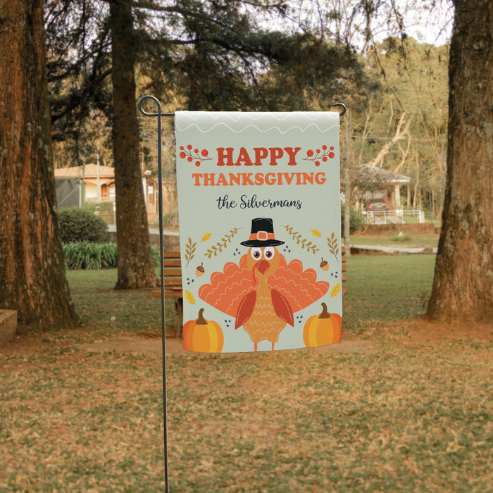 Personalized "Happy Thanksgiving" Turkey Welcome Flag