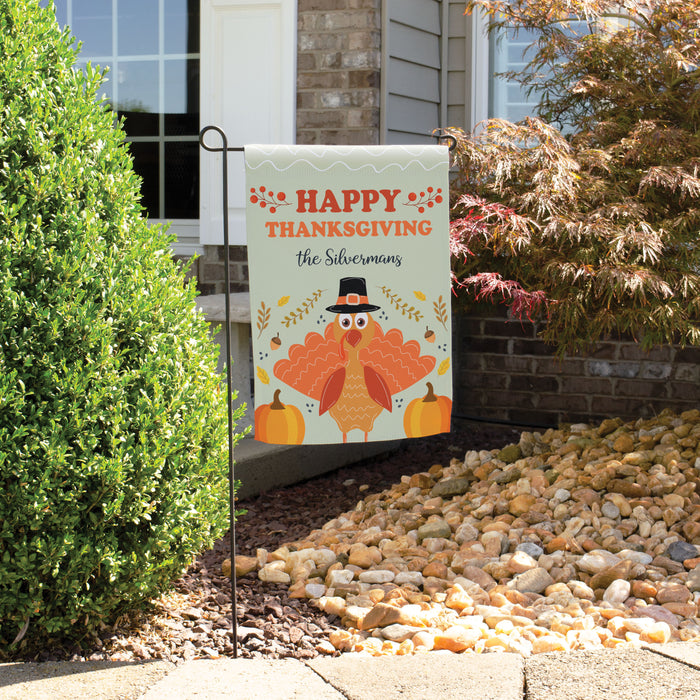 Personalized "Happy Thanksgiving" Turkey Welcome Flag