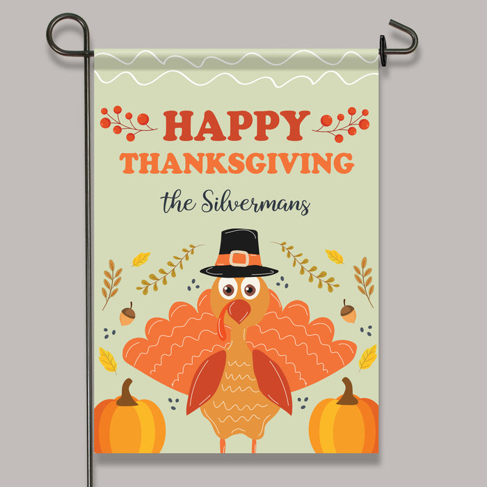 Personalized "Happy Thanksgiving" Turkey Welcome Flag