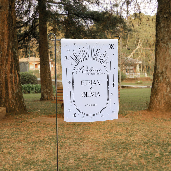 Personalized Welcome to Our Forever Wedding Flag