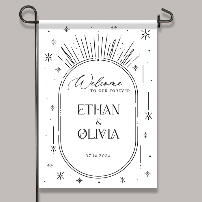 Personalized Welcome to Our Forever Wedding Flag