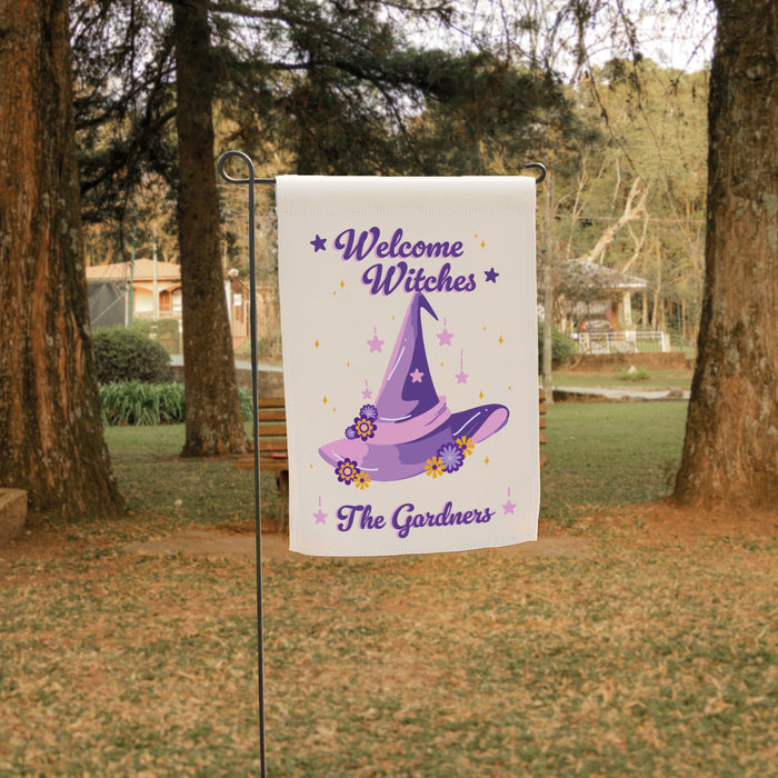 Personalized "Welcome Witches" Preppy Garden Flag