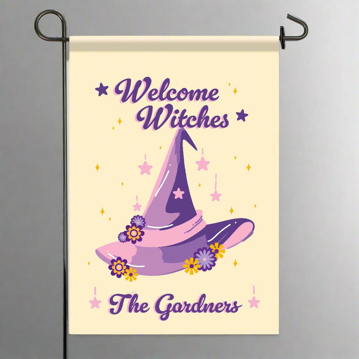 Personalized "Welcome Witches" Preppy Garden Flag