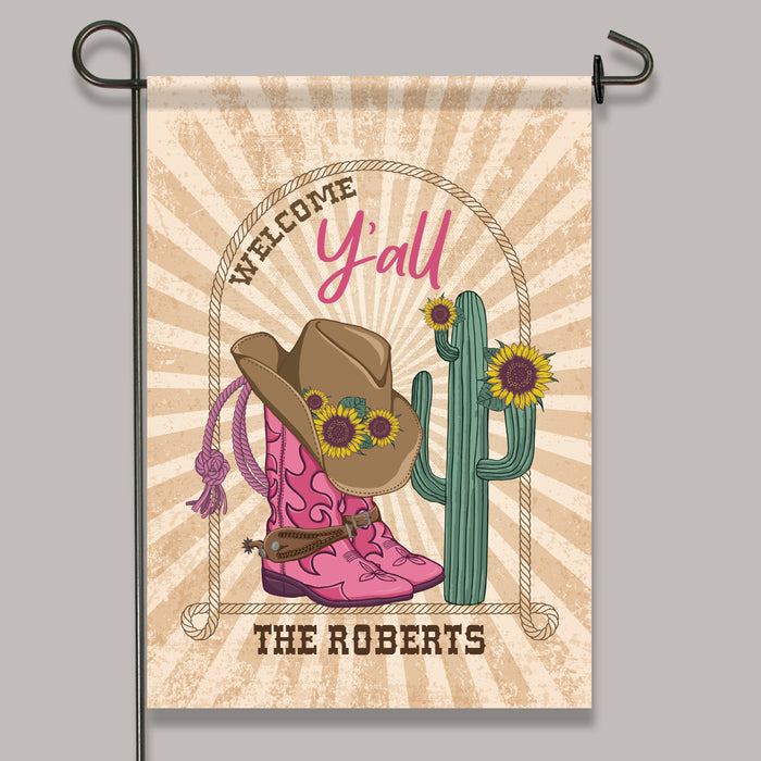 Personalized "Welcome Y'all" Country Garden Flag