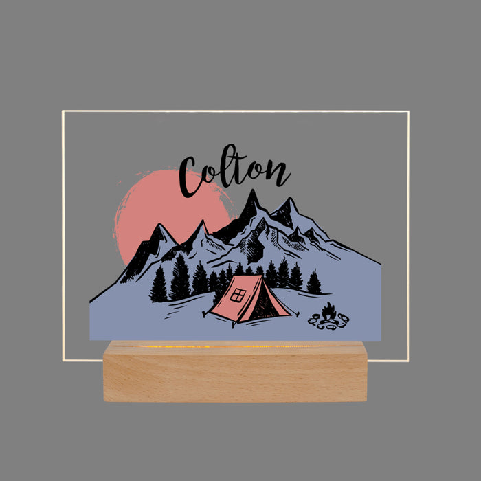 Personalized Camping Mountains LED Night Light