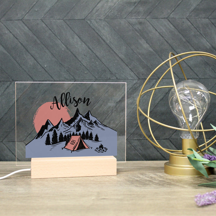 Personalized Camping Mountains LED Night Light