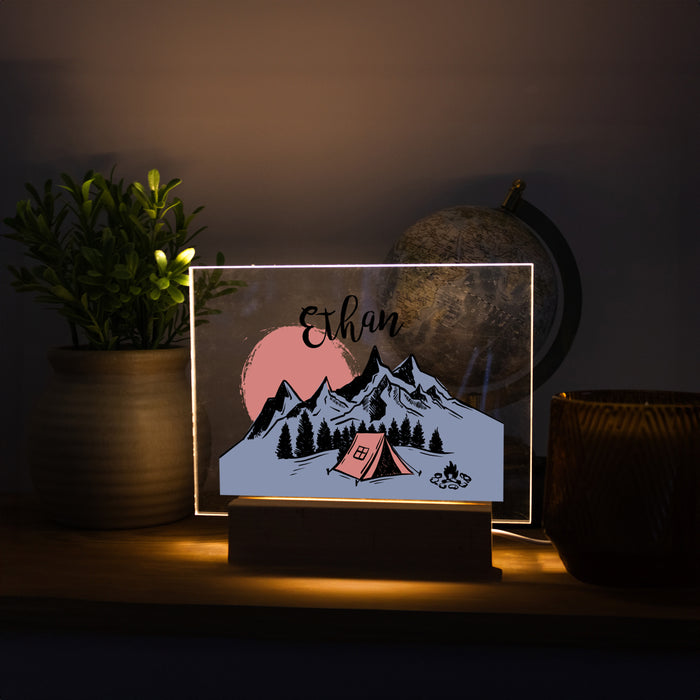 Personalized Camping Mountains LED Night Light