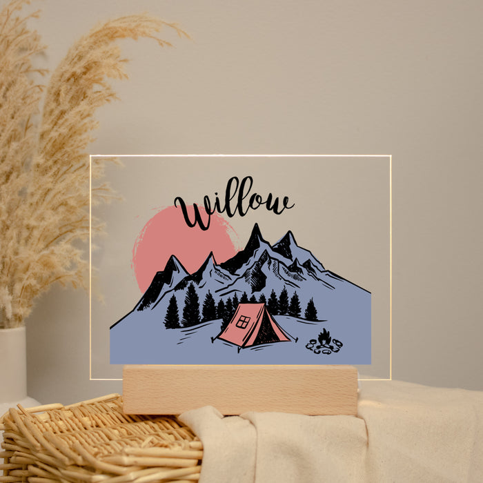 Personalized Camping Mountains LED Night Light