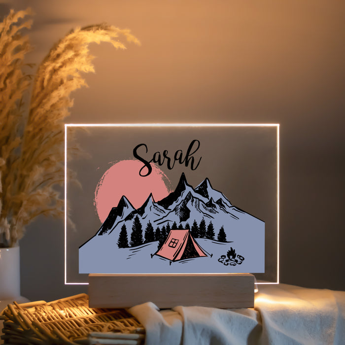 Personalized Camping Mountains LED Night Light