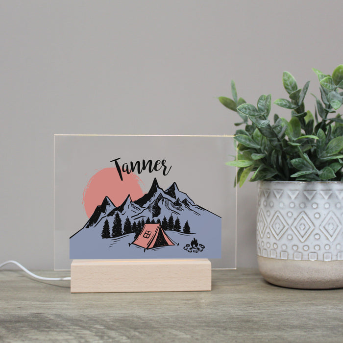 Personalized Camping Mountains LED Night Light