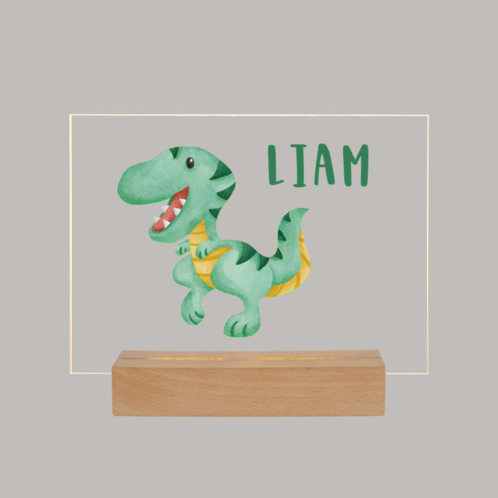 Personalized Green Dinosaur LED Light for Kid's Bedroom