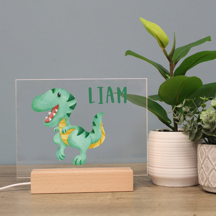 Personalized Green Dinosaur LED Light for Kid's Bedroom