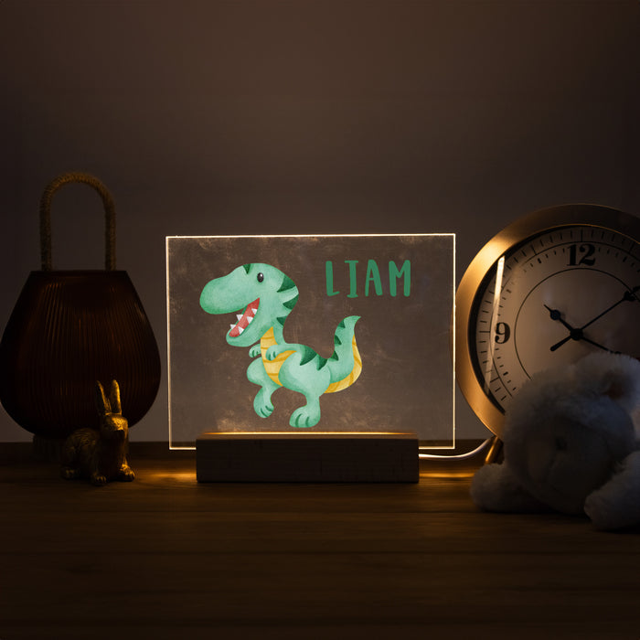 Personalized Green Dinosaur LED Light for Kid's Bedroom