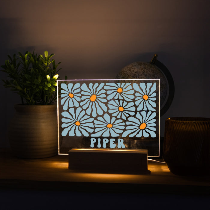 Personalized Daisy Print Name LED Night Light