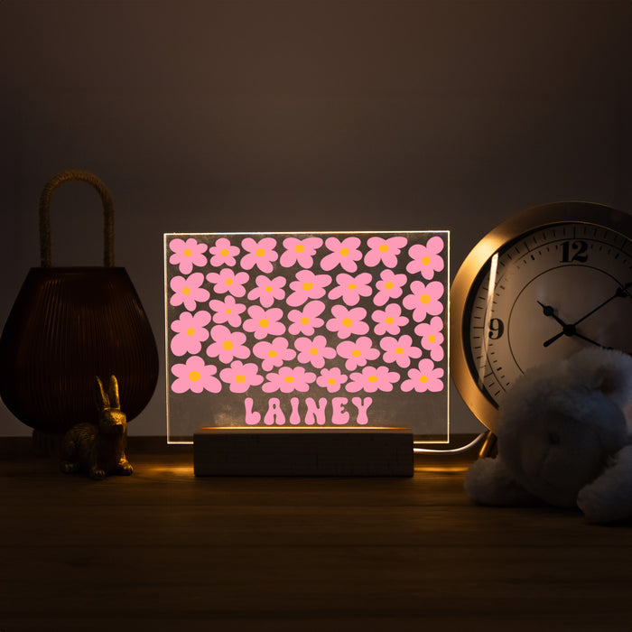 Personalized Daisy Print Name LED Night Light