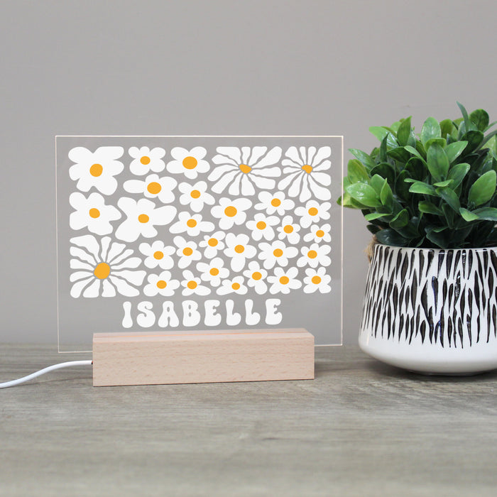 Personalized Daisy Print Name LED Night Light