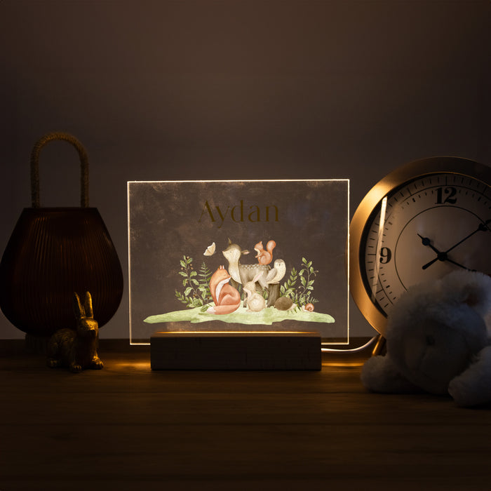 Personalized Woodland Animals LED Light for Nursery