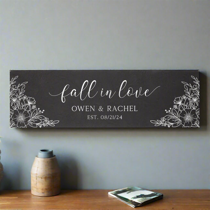 Personalized "Fall In Love" Autumn Wedding Wall Sign