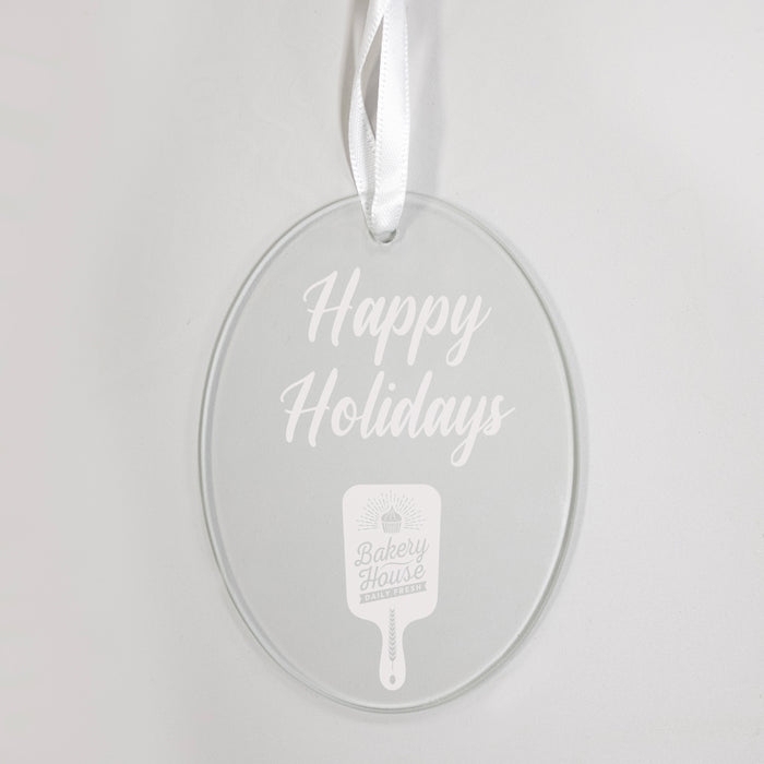 Personalized Company Logo Glass Ornament