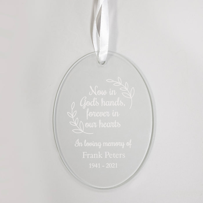 Personalized "Now in God's Hands" Memorial Christmas Ornament