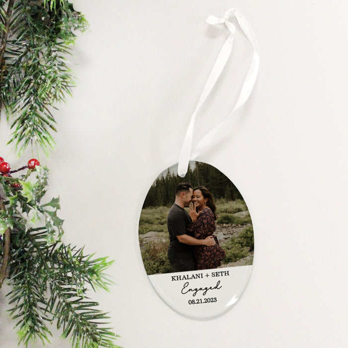 Personalized Engaged Photo Christmas Ornament
