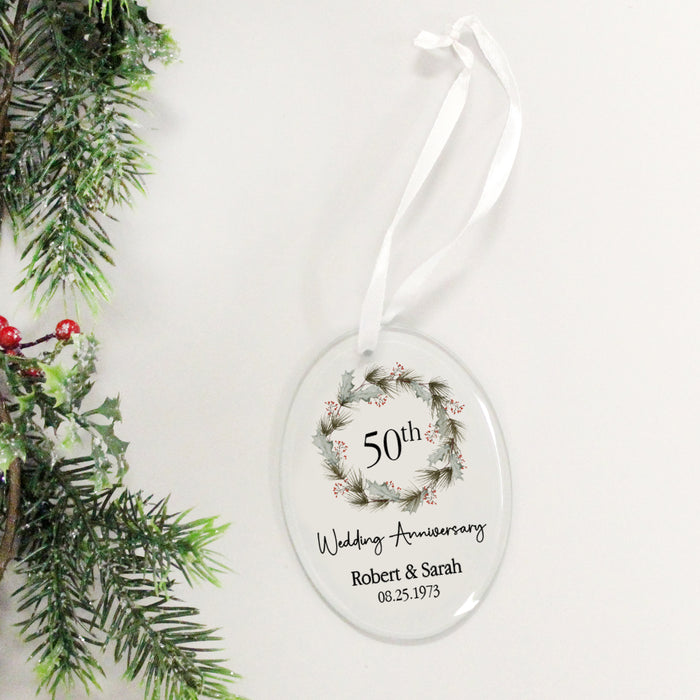 Personalized Anniversary Wreath Christmas Ornament