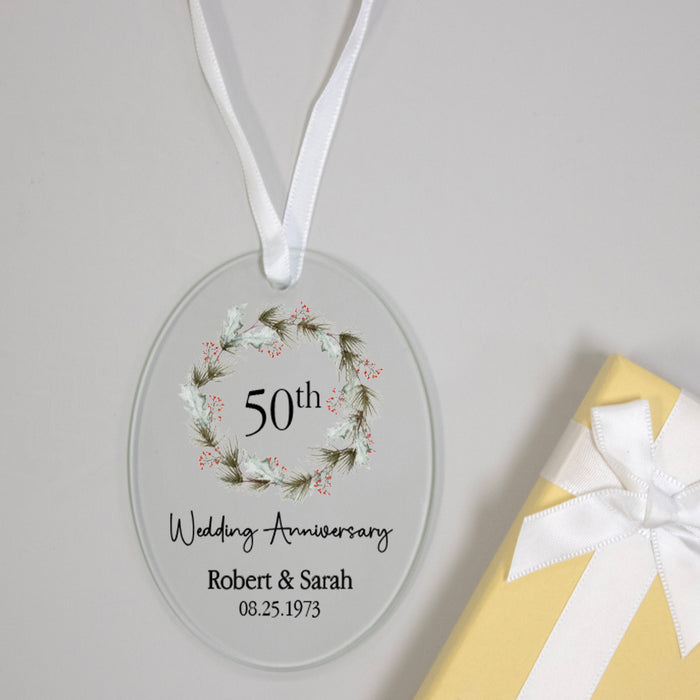 Personalized Anniversary Wreath Christmas Ornament