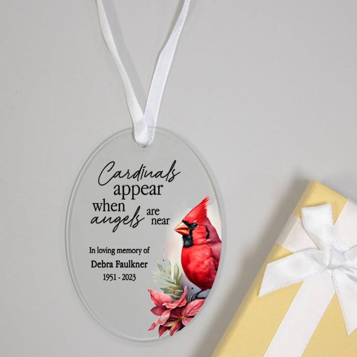 "Cardinals Appear" Memorial Christmas Heart Ornament