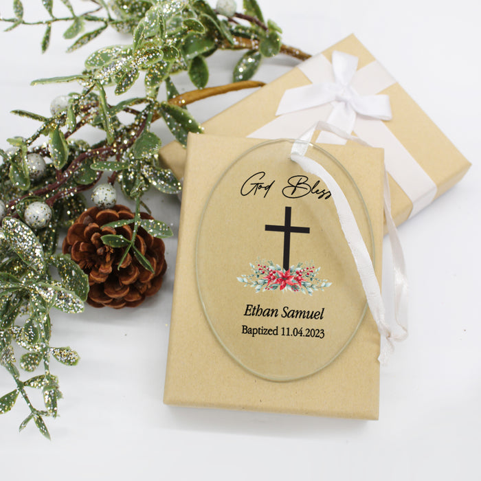 Personalized God Bless Child Baptism Christmas Ornament