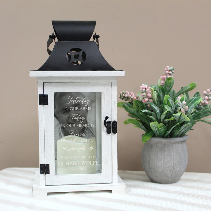 Personalized "Yesterday Today Forever" Picture Frame Memorial Lantern