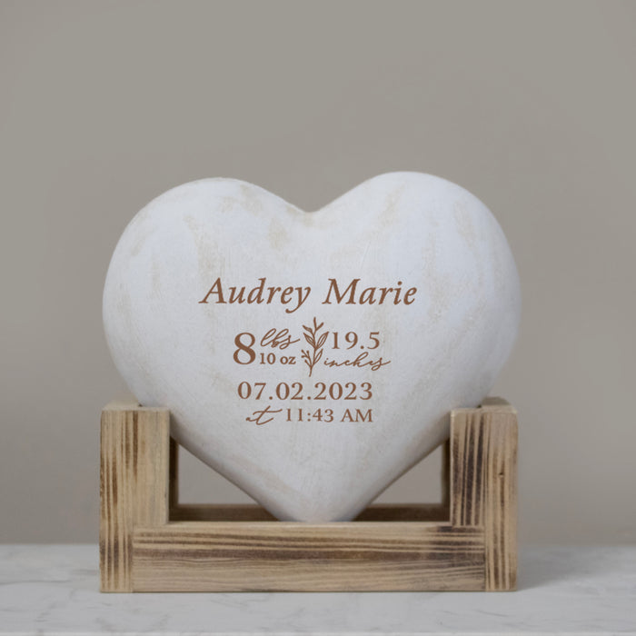 Personalized baby birth information heart