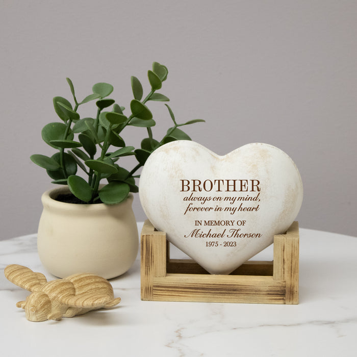 Personalized “Brother Forever in My Heart” Memorial Wood Heart