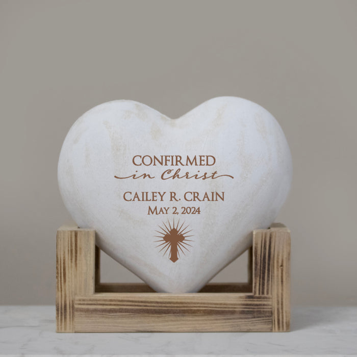 Personalized Confirmed in Christ Wooden Heart Display Keepsake