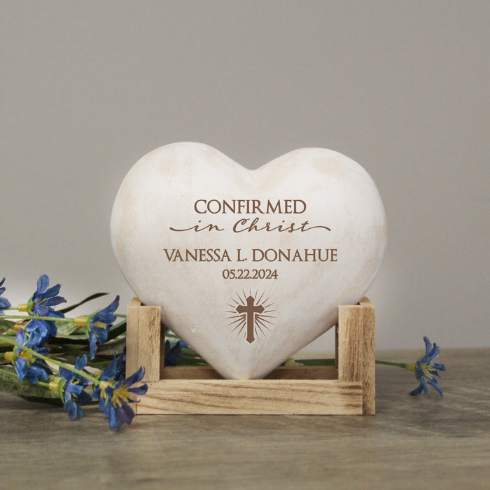 Personalized Confirmed in Christ Wooden Heart Display Keepsake
