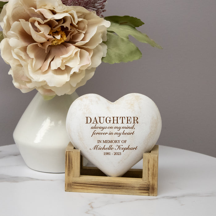 Personalized “Daughter Forever in My Heart” Memorial Wood Heart